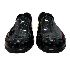 SLOGGERS outdoor garden Black polka dot rubber waterproof rain shoes NWOT Sz 10